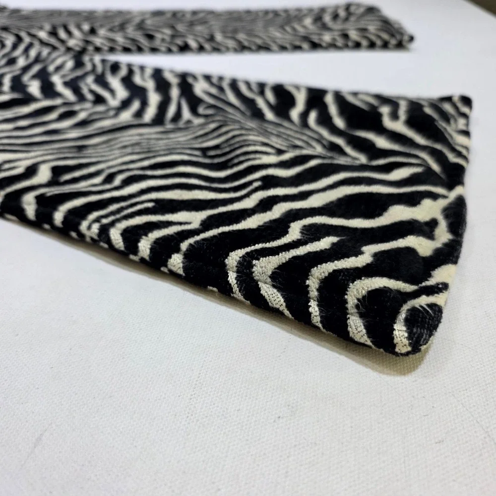Luxury Modern Table Runner 50x11 Black White Zebra Print Cut Velvet Decor Safari